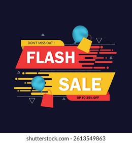 Flash Sale Banner vector template. Discount tag vector graphic element. Price label Promo design