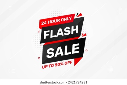 Flash Sale banner for web or social media. sale banner promotion template with discount tag. limited time offer, Get extra discount. Commercial poster, sale background vector illustration