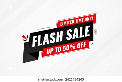 Flash Sale banner for web or social media. sale banner promotion template with discount tag. limited time offer, Get extra discount. Commercial poster, sale background vector illustration