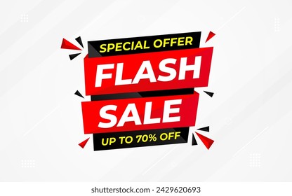 Flash Sale banner for web or social media. sale banner promotion template with discount tag. limited time offer, Get extra discount. Commercial poster, sale background vector illustration