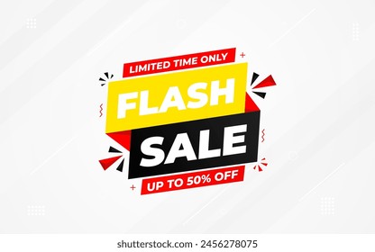 Flash Sale banner for web or social media. sale banner promotion template with discount tag. limited time offer, Get extra discount