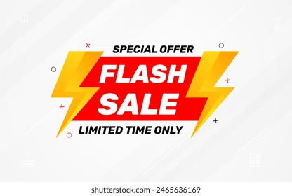 Flash Sale banner for web or social media. sale banner promotion template with discount tag. limited time offer, Get extra discount. Commercial poster, sale background vector illustration