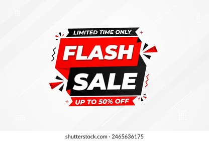 Flash Sale banner for web or social media. sale banner promotion template with discount tag. limited time offer, Get extra discount. Commercial poster, sale background vector illustration