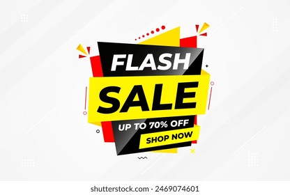 Anuncio de venta Flash para Web o redes sociales. venta Plantilla de promoción de Anuncio con etiqueta de descuento. Oferta por tiempo limitado, obtener descuento extra. Afiche comercial, Ilustración vectorial de fondo de venta