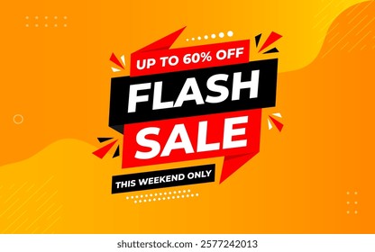 Flash Sale banner for web or social media. sale banner promotion template with discount tag. limited time offer, Get extra discount. Commercial poster, sale background vector illustration