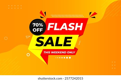 Flash Sale banner for web or social media. sale banner promotion template with discount tag. limited time offer, Get extra discount. Commercial poster, sale background vector illustration