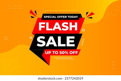 Flash Sale banner for web or social media. sale banner promotion template with discount tag. limited time offer, Get extra discount. Commercial poster, sale background vector illustration