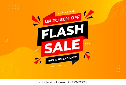 Flash Sale banner for web or social media. sale banner promotion template with discount tag. limited time offer, Get extra discount. Commercial poster, sale background vector illustration