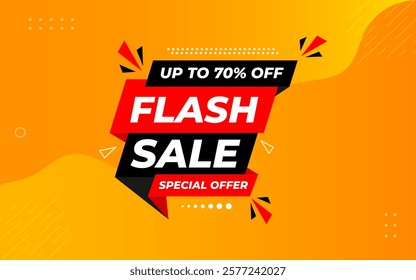 Flash Sale banner for web or social media. sale banner promotion template with discount tag. limited time offer, Get extra discount. Commercial poster, sale background vector illustration