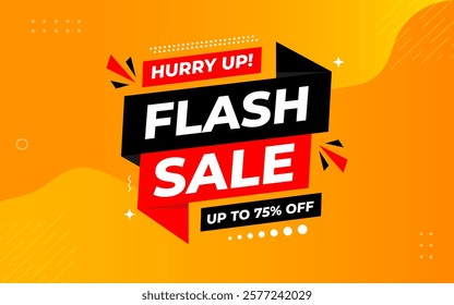 Flash Sale banner for web or social media. sale banner promotion template with discount tag. limited time offer, Get extra discount. Commercial poster, sale background vector illustration