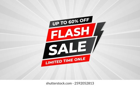 Flash Sale banner for web or social media. sale banner promotion template with discount tag. limited time offer, Get extra discount. Commercial poster, sale background vector illustration