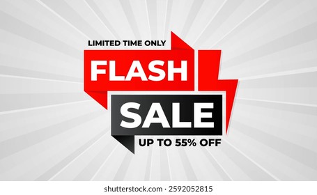 Flash Sale banner for web or social media. sale banner promotion template with discount tag. limited time offer, Get extra discount. Commercial poster, sale background vector illustration