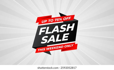 Flash Sale banner for web or social media. sale banner promotion template with discount tag. limited time offer, Get extra discount. Commercial poster, sale background vector illustration