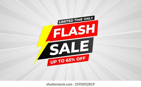 Flash Sale banner for web or social media. sale banner promotion template with discount tag. limited time offer, Get extra discount. Commercial poster, sale background vector illustration