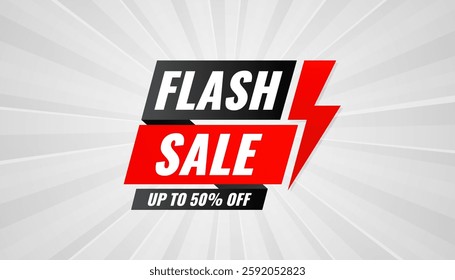 Flash Sale banner for web or social media. sale banner promotion template with discount tag. limited time offer, Get extra discount. Commercial poster, sale background vector illustration