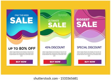flash sale banners with abtract liquid color. Sale banner template design  Flash sale special offer set