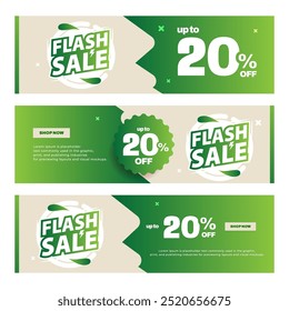 Flash sale banners template for your future marketing campaigns. Green gradient background