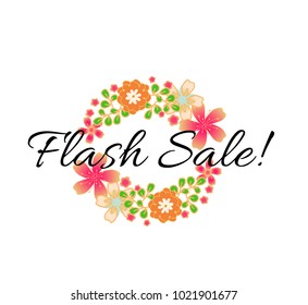 flash sale, Beautiful greeting card poster with flower decoration
