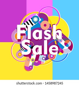 flash sale, beautiful greeting card background or banner with colorful theme. design illustration