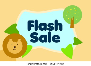 flash sale, beautiful greeting card background or template banner with cute baby animal character theme. vector design illustration