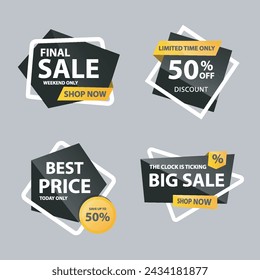 Flash Sale and big sale Banner vector template. Discount tag vector graphic element. Price label Promo design. Product discount festival background collection. Super offer promotion banner.