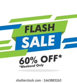 Flash Sale blue and green Banner Template. Sale Banner Design.for poster, banner and social media. Vector Illustration