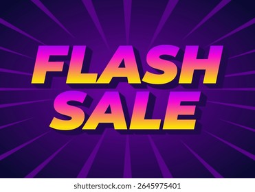 Flash sale. Bright purple background with bold yellow pink sale text