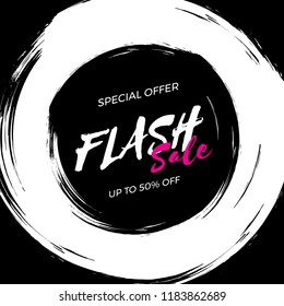 bannière de brosse de vente flash, bannière de ruban de promotion, défilement, étiquette de prix, autocollant, badge, affiche