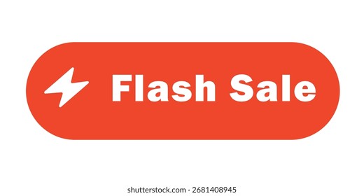 Flash sale button  Vector Image  simple yet eye-catching image of an orange button with a lightning bolt and the words 'Flash Sale'.
