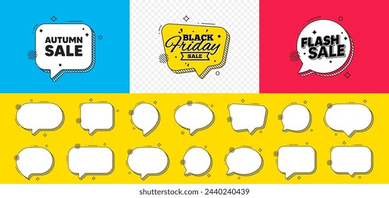 Flash sale chat speech bubble. Autumn Sale tag. Special offer price sign. Advertising Discounts symbol. Autumn sale chat message. Black friday speech bubble banner. Offer text balloon. Vector