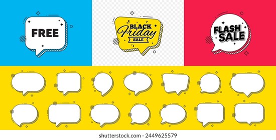 Flash sale chat speech bubble. Free tag. Special offer sign. Sale promotion symbol. Free chat message. Black friday speech bubble banner. Offer text balloon. Vector
