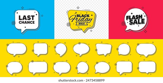 Flash sale chat speech bubble. Last chance sale tag. Special offer price sign. Advertising Discounts symbol. Last chance chat message. Black friday speech bubble banner. Offer text balloon. Vector