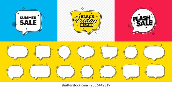 Flash sale chat speech bubble. Summer Sale tag. Special offer price sign. Advertising Discounts symbol. Summer sale chat message. Black friday speech bubble banner. Offer text balloon. Vector