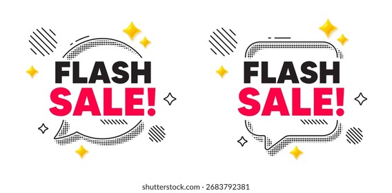 Flash sale chat speech bubble. Social media concept. Flash Sale tag. Special offer price sign. Advertising Discounts symbol. 3d flare stars chat bubble. Vector