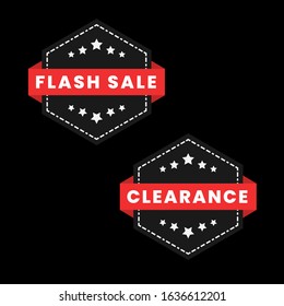 flash sale and clearance ribbon seal stamp vintage sign promotion badge set