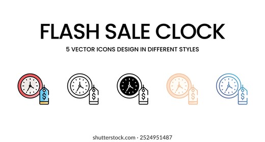 Flash Sale Clock vector icons set ready to use wed and mobile apps.