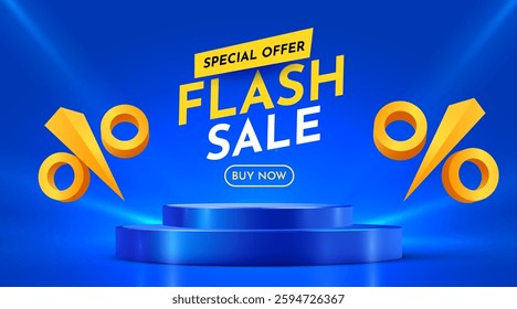 Flash Sale. Colorful discount sale podium. Special offer composition. Vector illustration
