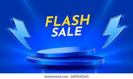 Flash Sale. Colorful discount sale podium. Special offer composition.