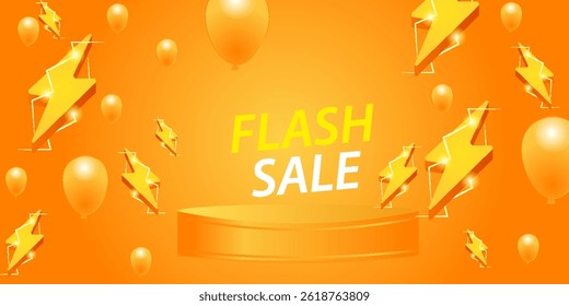 Flash Sale. Colorful discount sale podium. Special offer composition. Vector illustration
