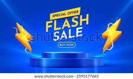 Flash Sale. Colorful discount sale podium. Special offer composition. Vector illustration