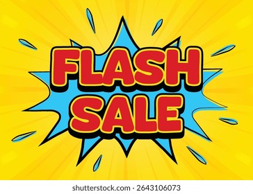 Flash Sale Comic Pop Art Banner. Perfect for promoting limited-time discounts, online sales, e-commerce, and special offers.