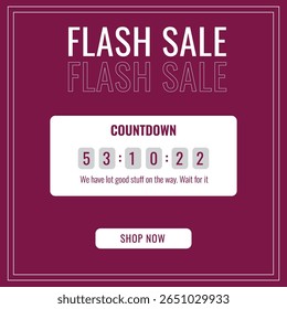flash sale countdown begin on purple background