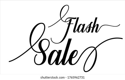 Flash Sale Creative Cursive Typographic Text on White Background