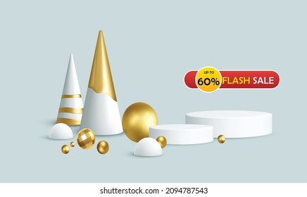 flash sale creative design on abstract background with various item