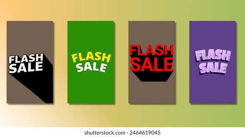 Flash Sale Design Backgrounds for Social Media Stories. Set of Editable Stories Frame Templates. Mockup for Social Media Stories. 