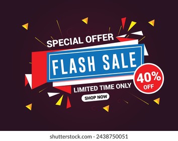 Flash Sale Design for business. up to 40% off. Discount Banner Promotion Template.