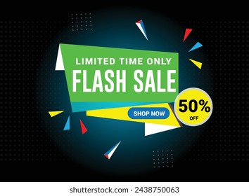 Flash Sale Design for business. up to 50% off. Discount Banner Promotion Template.