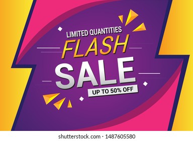 Flash Sale Design for business. Discount Banner Promotion Template.