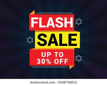 Flash Sale Design for business. Discount Banner Promotion Template. Up to 30% off.