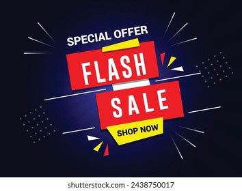 Flash Sale Design for business. Discount Banner Promotion Template.